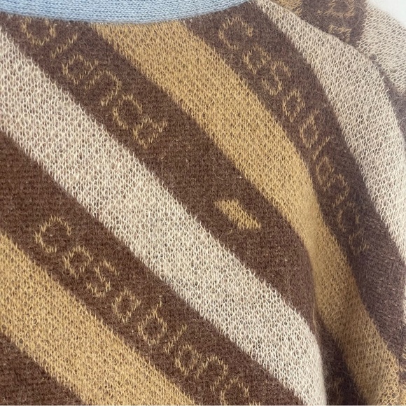 NWT Casablanca Diagonal Logo Cardigan mohair tan knit sweater - Picture 7 of 16